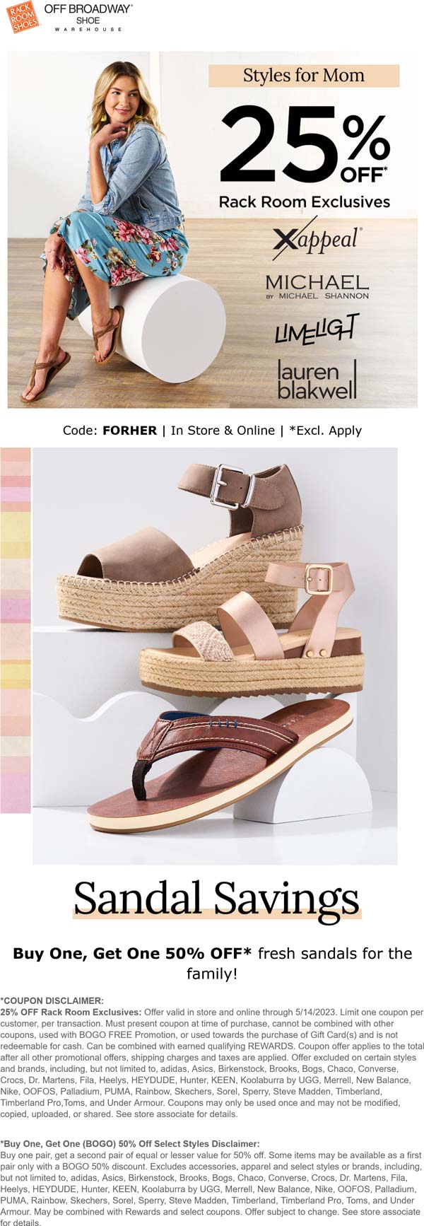 Rack Room Shoes stores Coupon  25% off exclusives & more at Rack Room Shoes, or online via promo code FORHER #rackroomshoes 