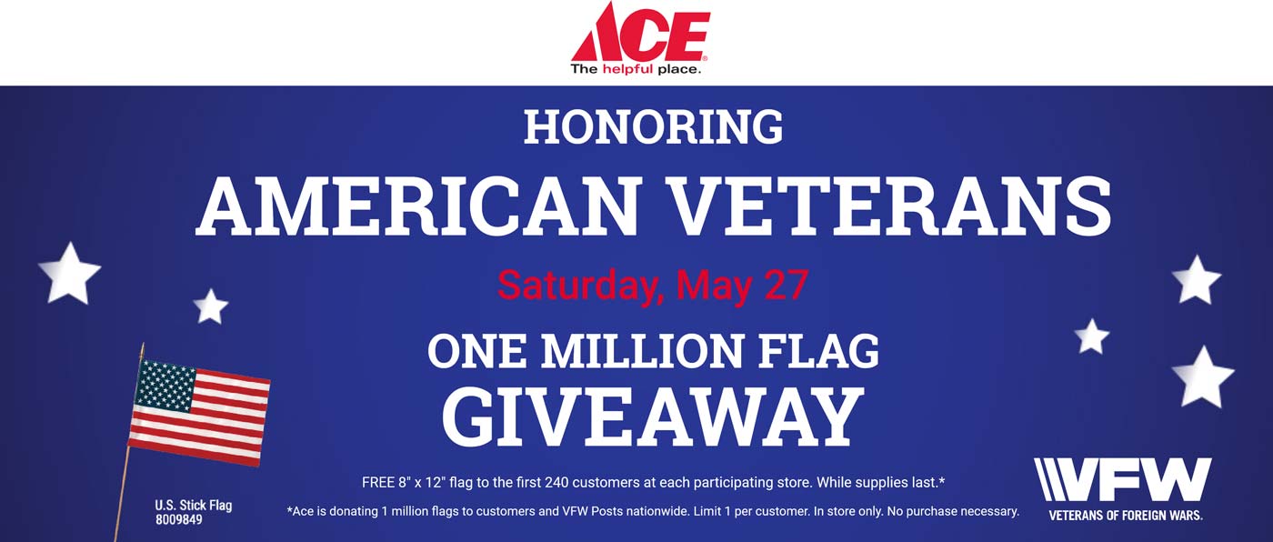 Ace Hardware stores Coupon  Free flag the 27th at Ace Hardware #acehardware 