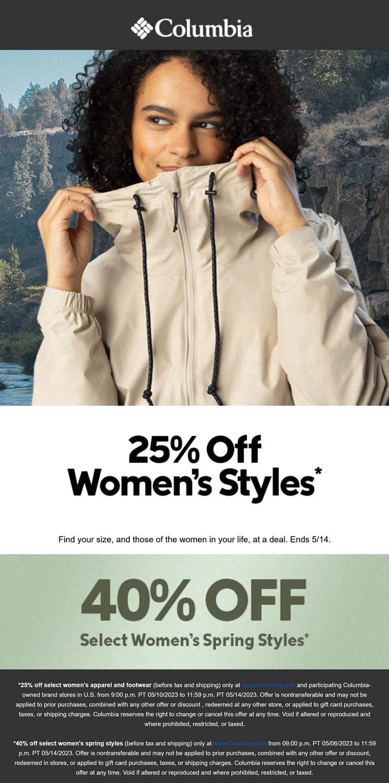 Columbia Sportswear  stores Coupon  25-40% off womens apparel at Columbia Sportswear #columbiasportswear 