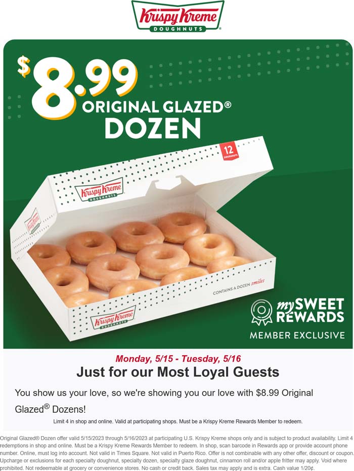 Krispy Kreme restaurants Coupon  $9 glazed dozen doughnuts at Krispy Kreme #krispykreme 