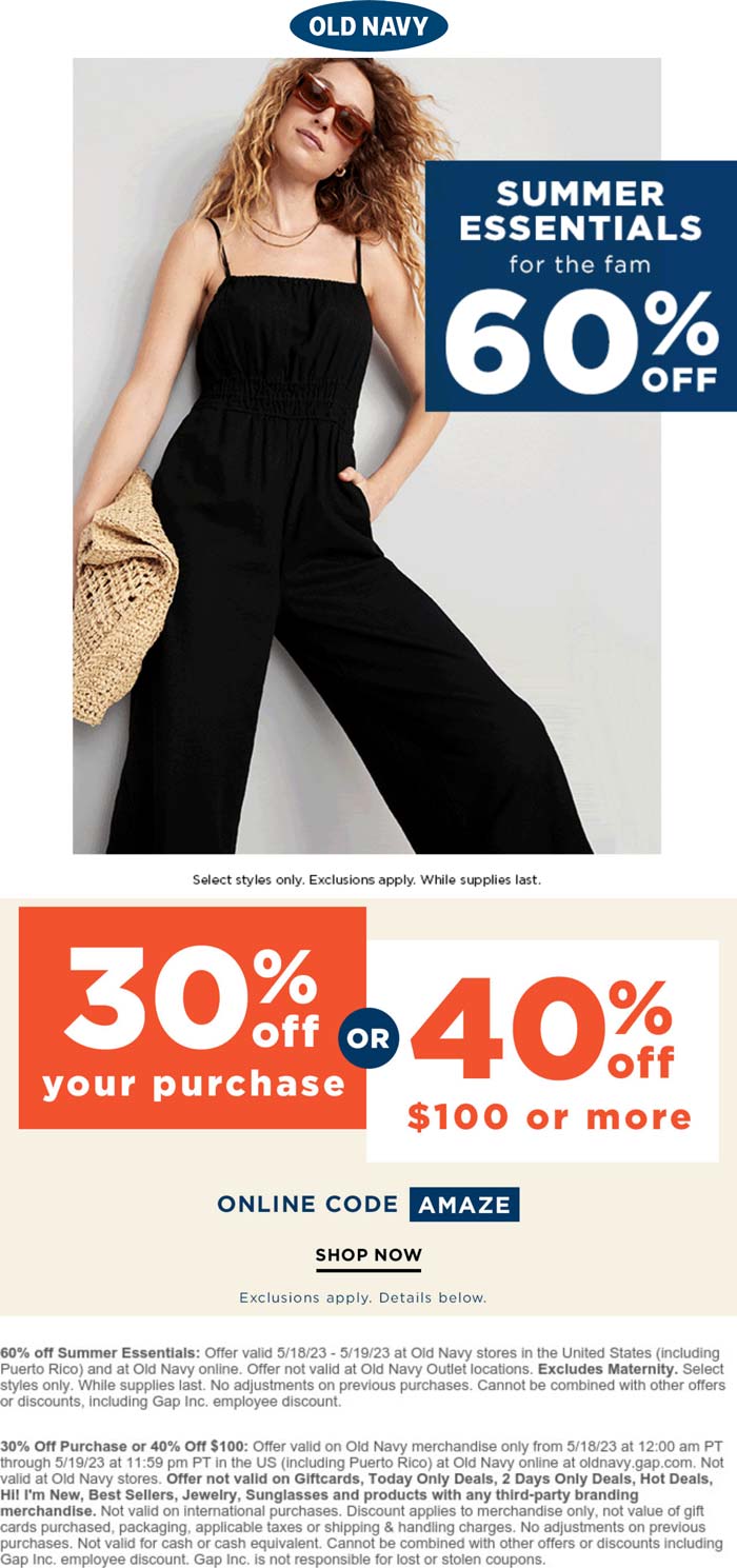 Old Navy stores Coupon  30-40% off online at Old Navy #oldnavy 