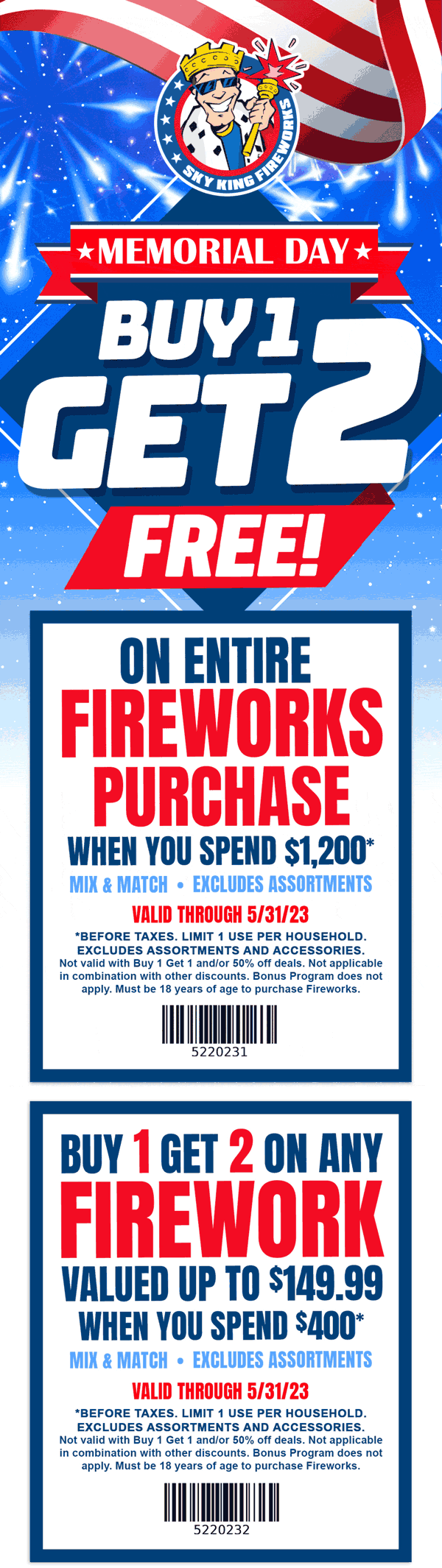 Sky King stores Coupon  Second firework free & more at Sky King #skyking 