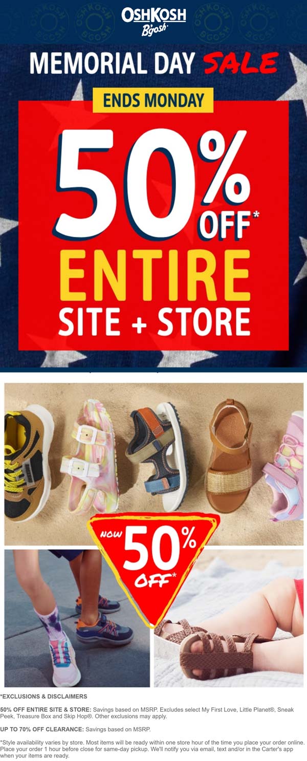 OshKosh Bgosh stores Coupon  50% off everything at OshKosh Bgosh #oshkoshbgosh 