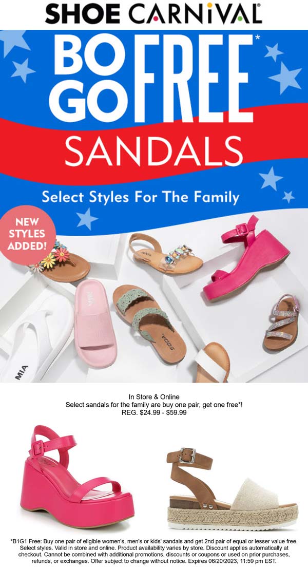 Shoe Carnival stores Coupon  Second sandals free at Shoe Carnival #shoecarnival 