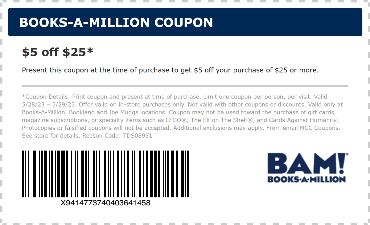 Books-A-Million stores Coupon  $5 off $25 at Books-A-Million #booksamillion 