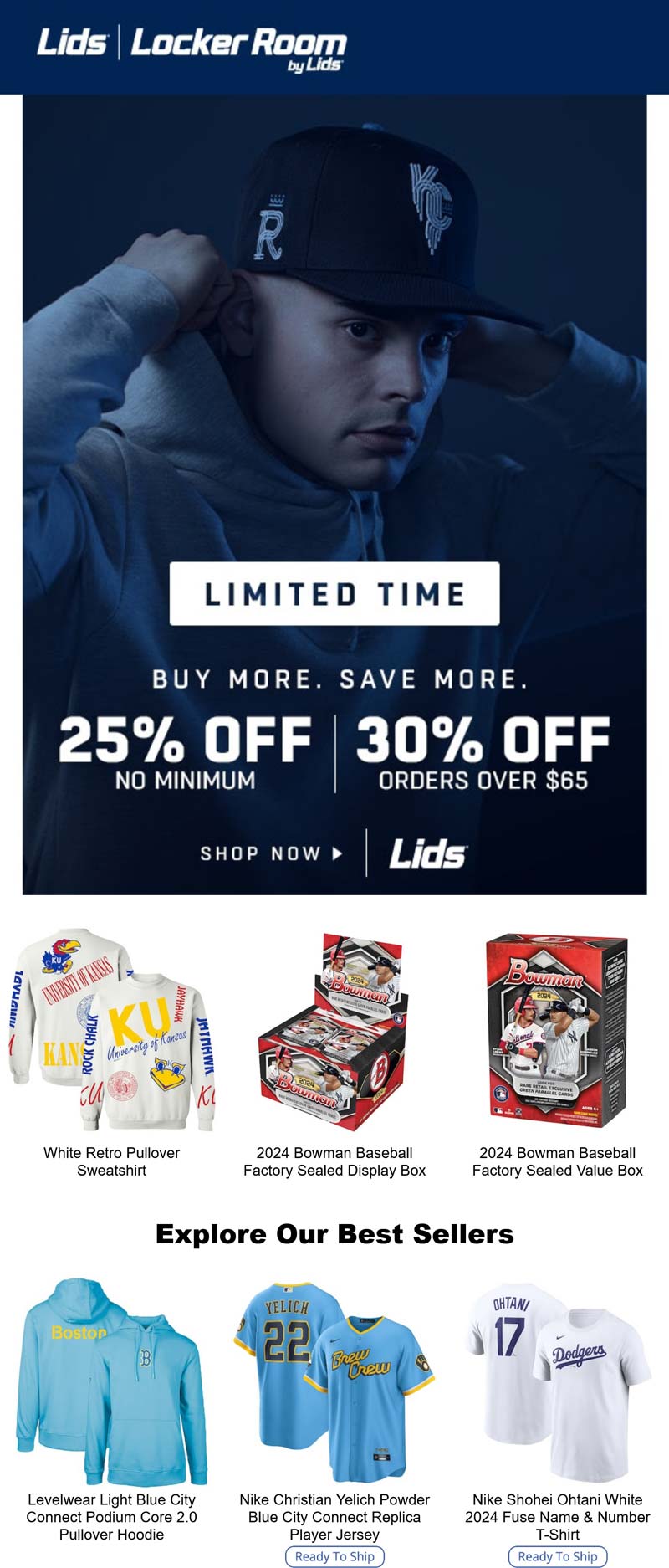 Lids stores Coupon  25-30% off everything today at Lids via promo code SAVENOW #lids 