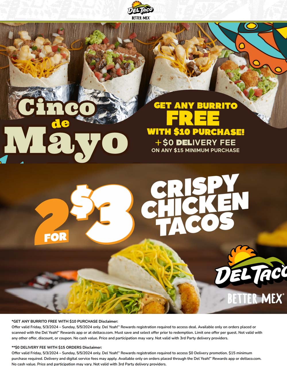 Del Taco restaurants Coupon  Free burrito on $10 online at Del Taco #deltaco 