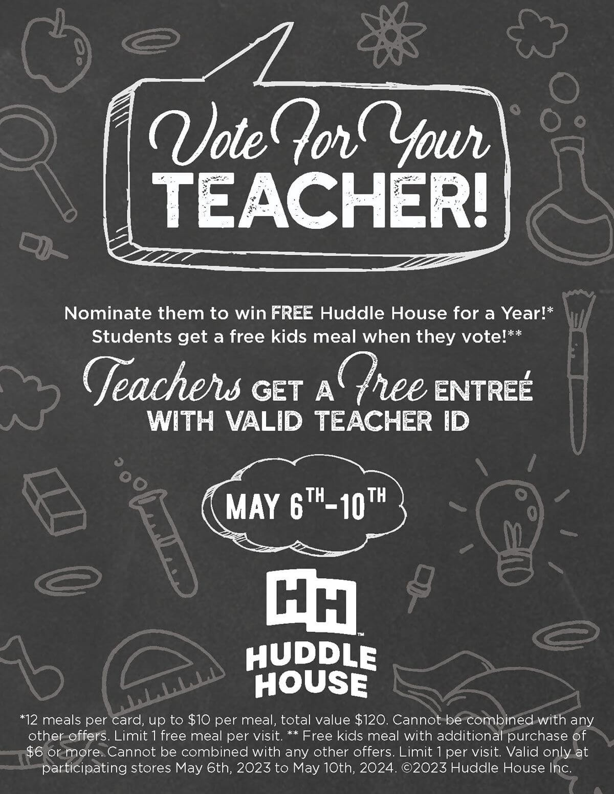Huddle House restaurants Coupon  Teachers enjoy a free entree at Huddle House #huddlehouse 