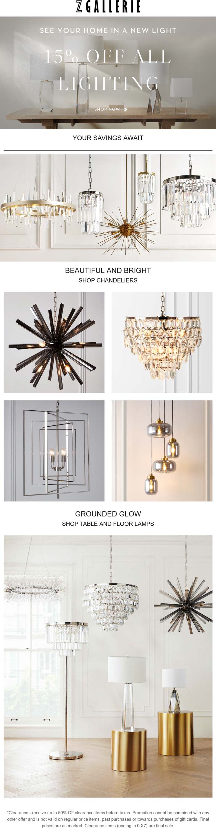 Z Gallerie stores Coupon  15% off all lighting at Z Gallerie furniture #zgallerie 