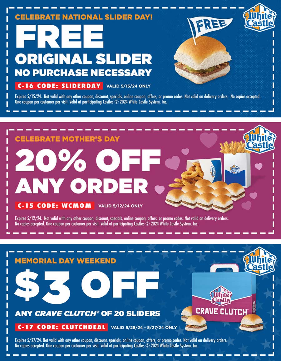 White Castle May 2024 Coupons and Promo Codes 🛒