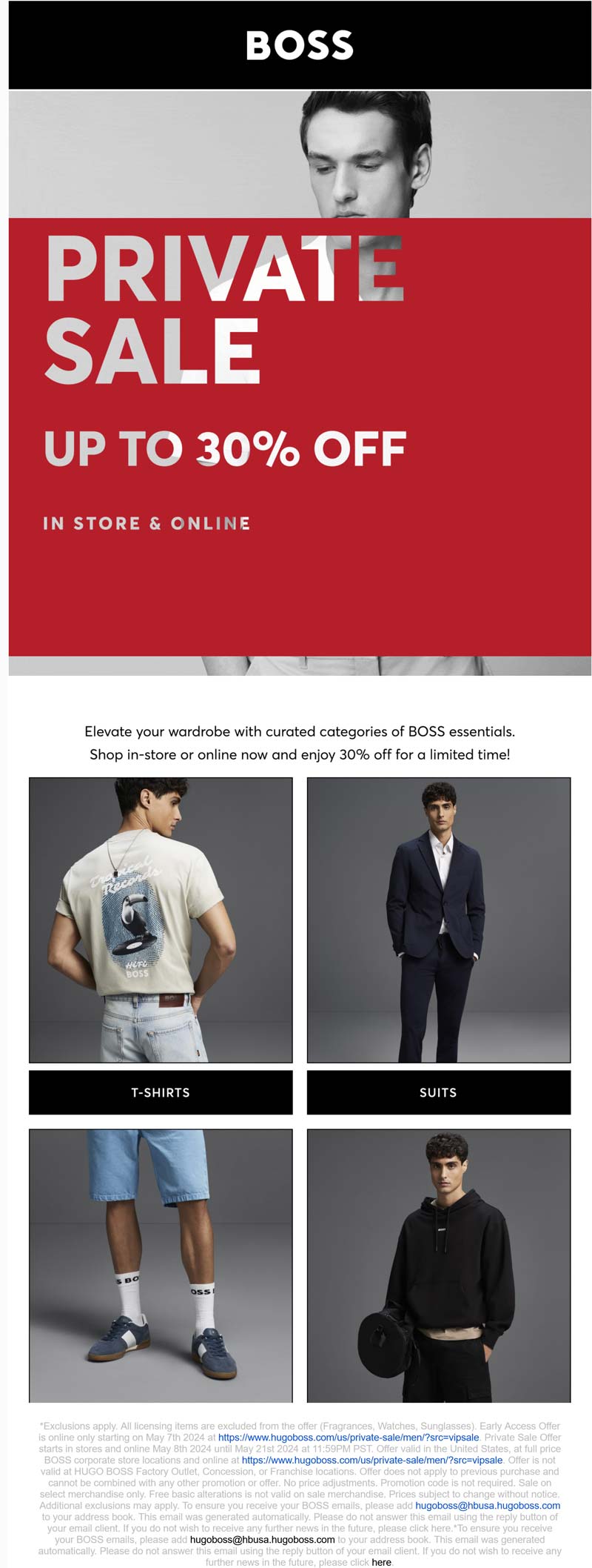 BOSS stores Coupon  30% off essentials at BOSS, ditto online #boss 