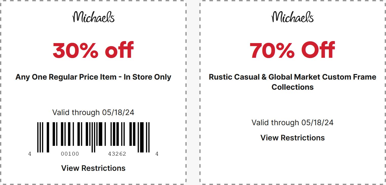 Michaels stores Coupon  30% off a single item at Michaels #michaels 