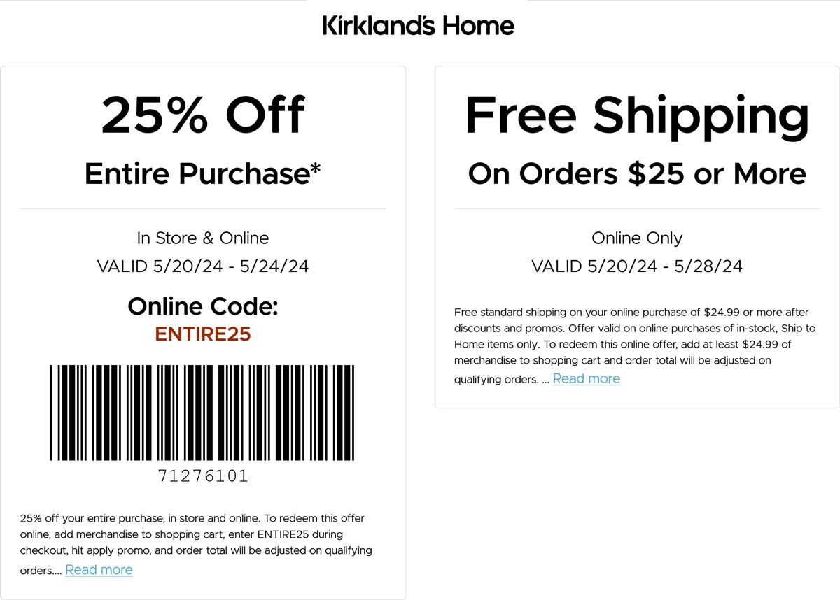 Kirklands stores Coupon  25% off everything at Kirklands, or online via promo code ENTIRE25 #kirklands 