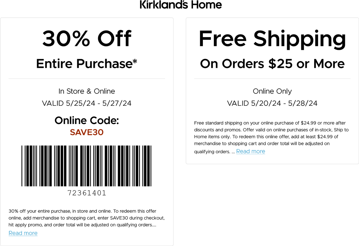Kirklands stores Coupon  30% off at Kirklands, or online via promo code SAVE30 #kirklands 