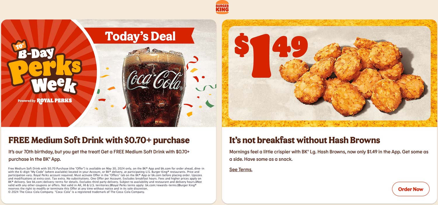 Burger King restaurants Coupon  Free drink with your order today at Burger King #burgerking 