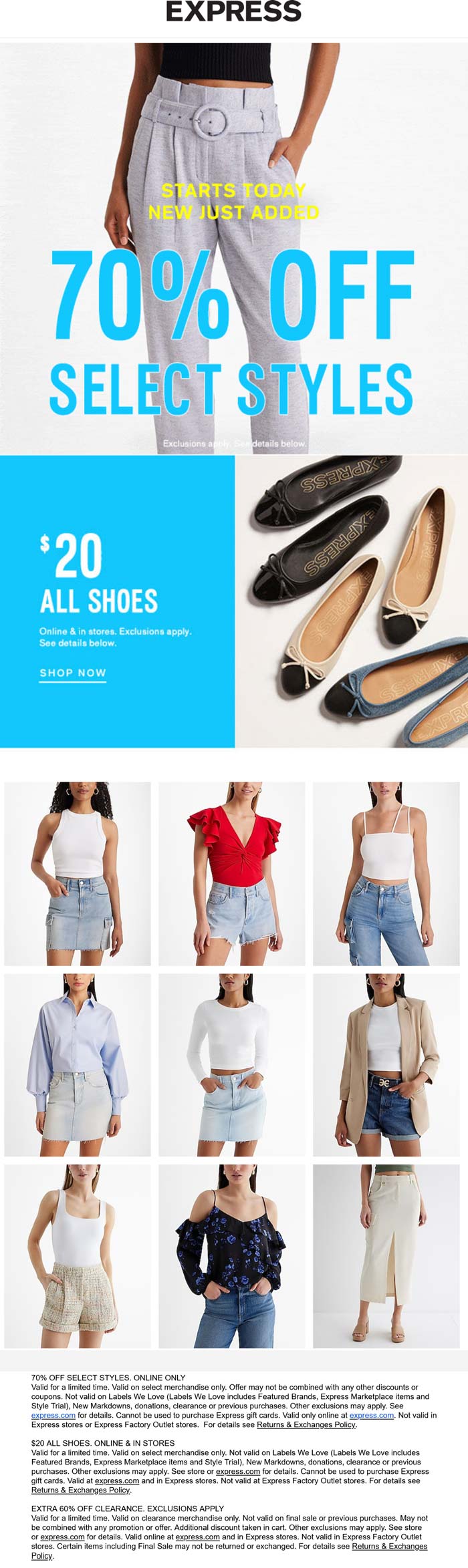 Express stores Coupon  New styles are 70% off online at Express #express 