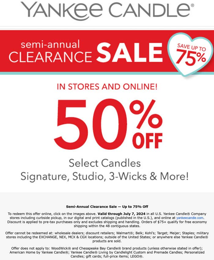 Yankee Candle stores Coupon  50% off various candles at Yankee Candle #yankeecandle 