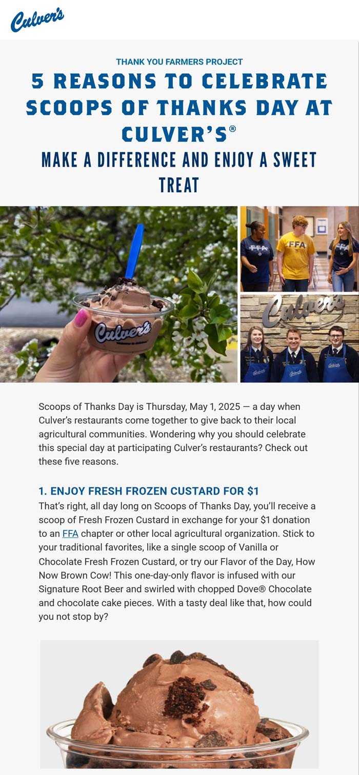 Culvers stores Coupon  $1 frozen custard today at Culvers #culvers 