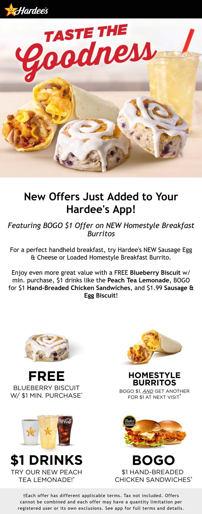 Hardees restaurants Coupon  Free blueberry biscuit on $1 & more via login at Hardees restaurants #hardees 