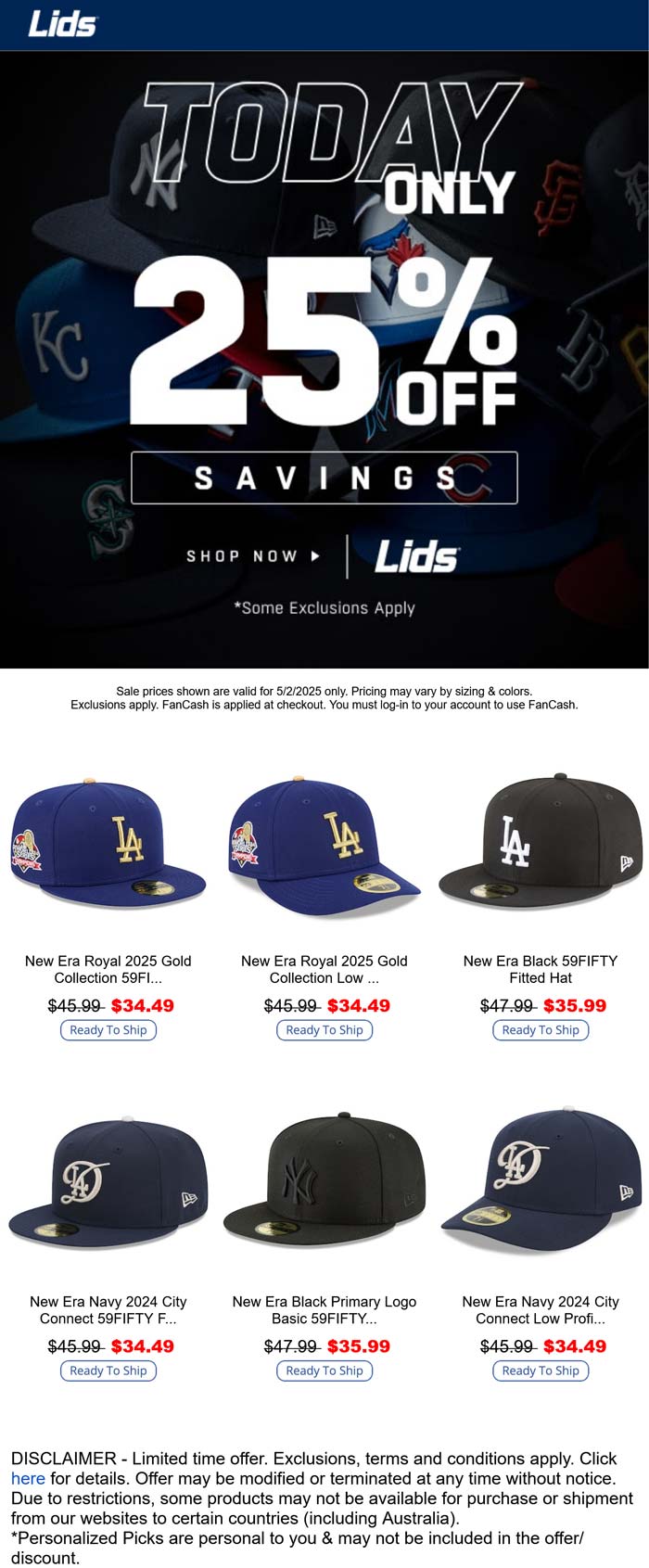 Lids stores Coupon  25% off today at Lids #lids 
