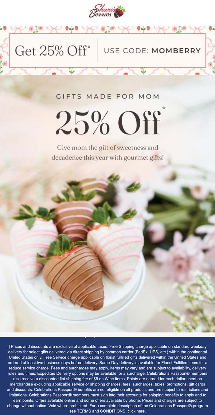 Sharis Berries coupons & promo code for [May 2025]
