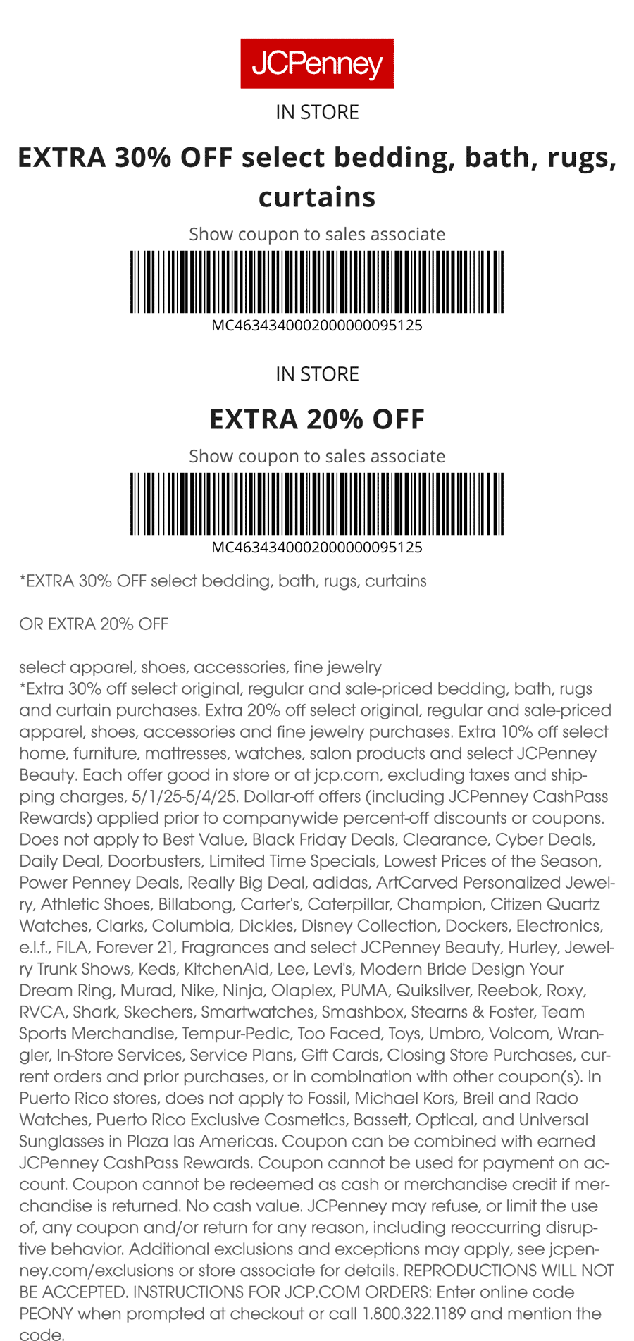 JCPenney stores Coupon  20% off & more today at JCPenney, or online via promo code PEONY #jcpenney 