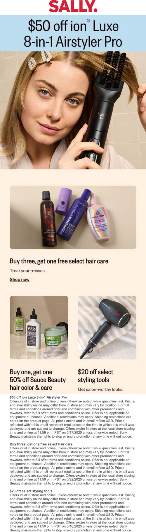 Sally Beauty stores Coupon  $20 off styling tools & more at Sally Beauty #sallybeauty 