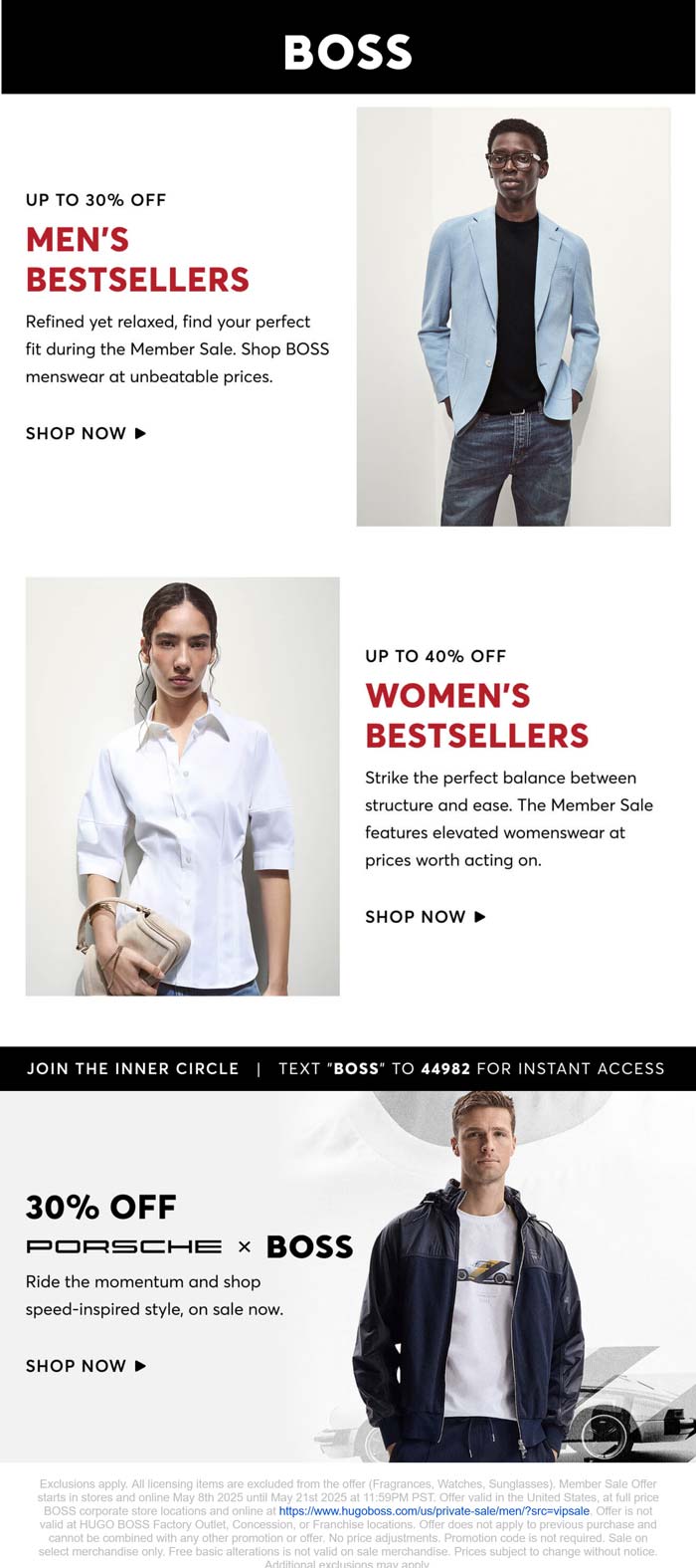 BOSS stores Coupon  20-40% off at BOSS, ditto online #boss 