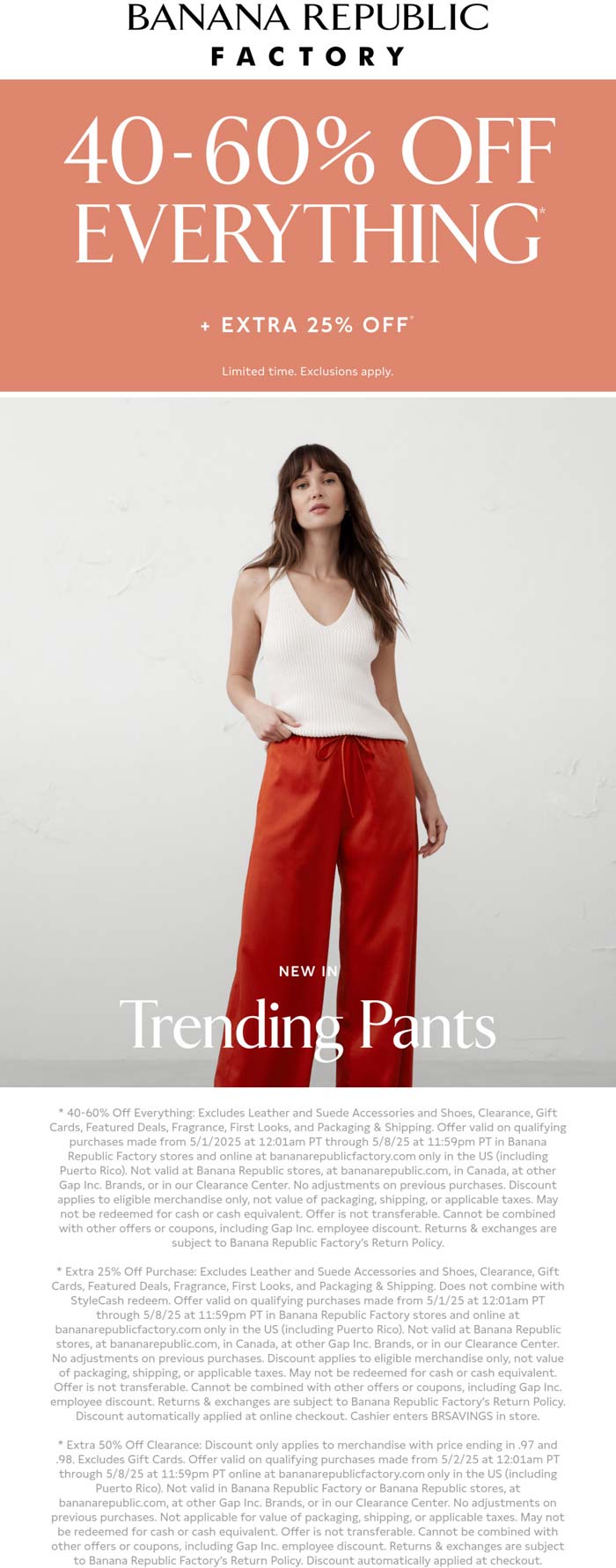 Banana Republic Factory stores Coupon  65-85% off everything today at Banana Republic Factory #bananarepublicfactory 