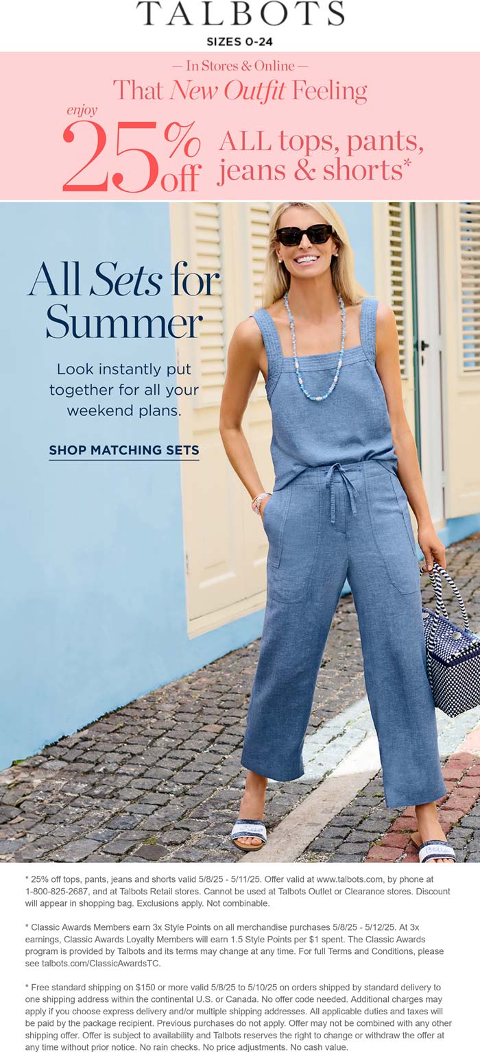 Talbots stores Coupon  25% off at Talbots #talbots 