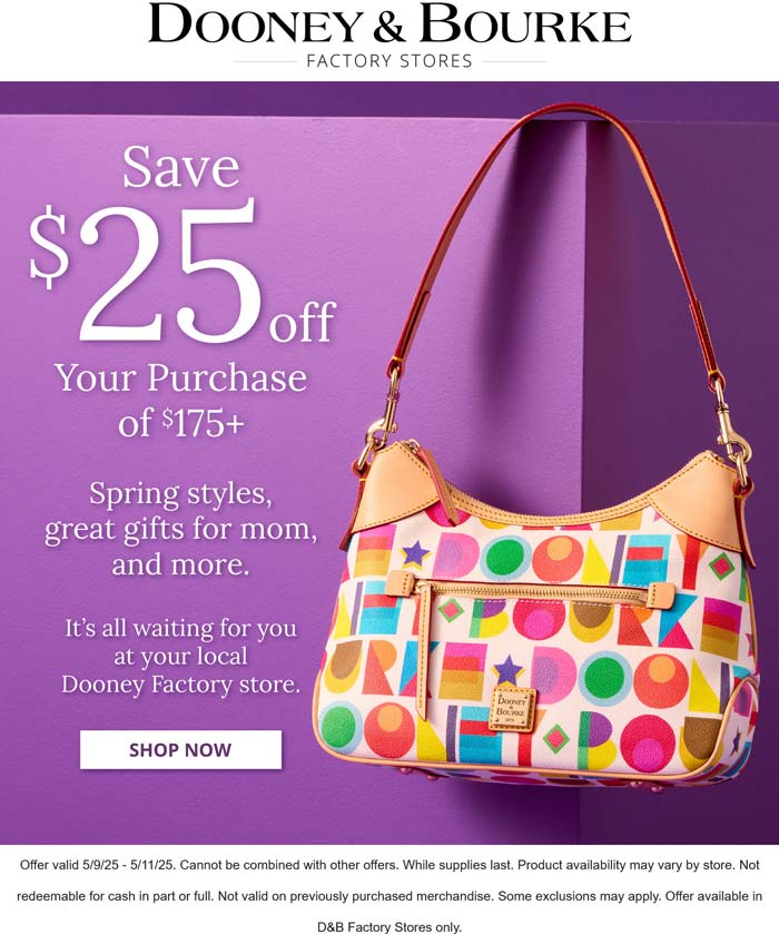 Dooney & Bourke stores Coupon  $25 off $175 at Dooney & Bourke Factory #dooneybourke 