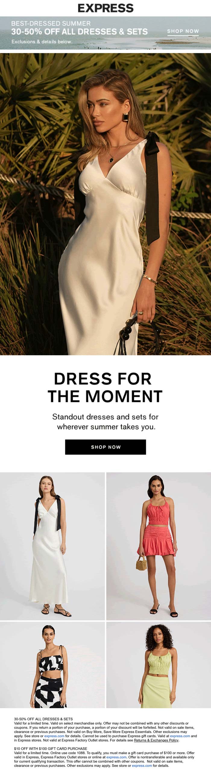 Express stores Coupon  30-50% off all dresses & sets at Express, ditto online #express 