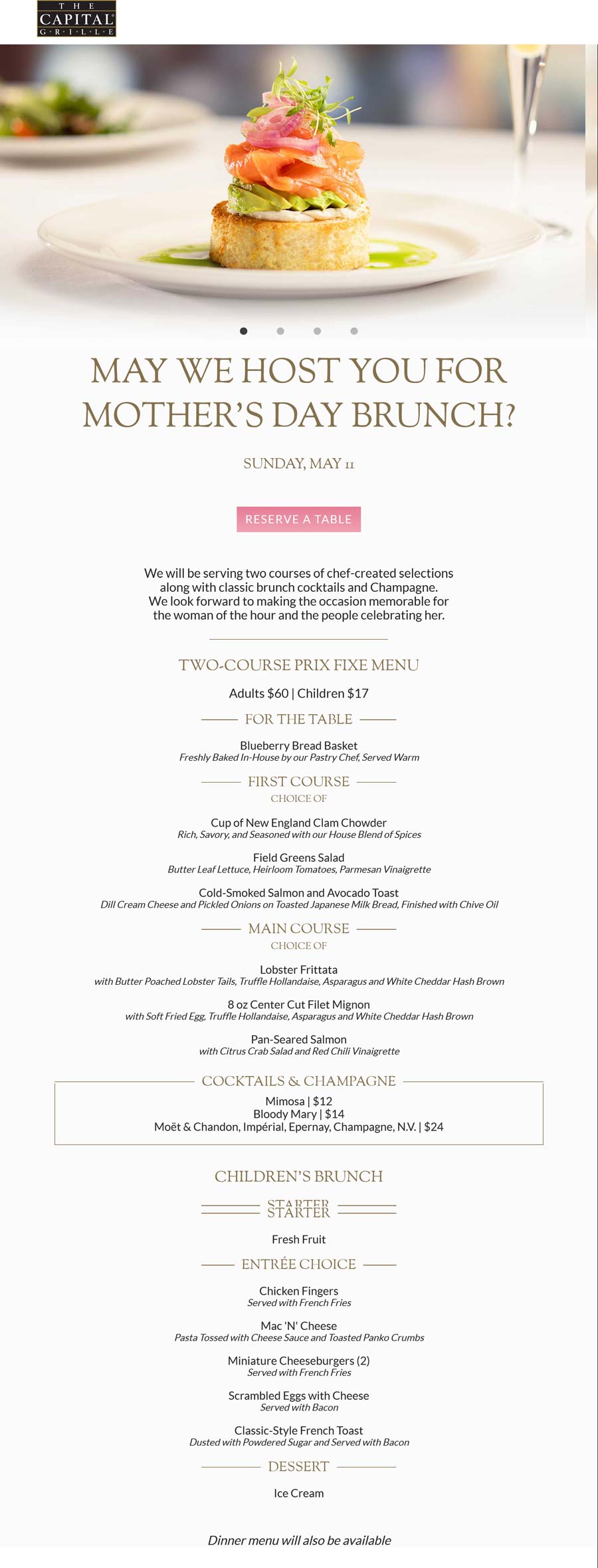 The Capital Grille restaurants Coupon  2-course brunch prix fixe menu $60pp today at The Capital Grille #thecapitalgrille 