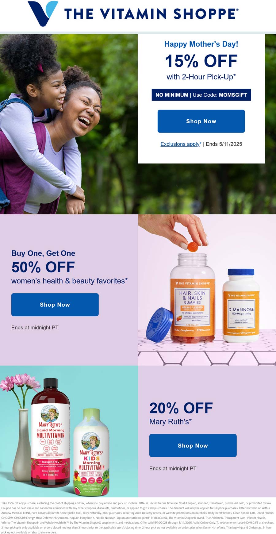 The Vitamin Shoppe stores Coupon  15% off today at The Vitamin Shoppe via promo code MOMSGIFT #thevitaminshoppe 