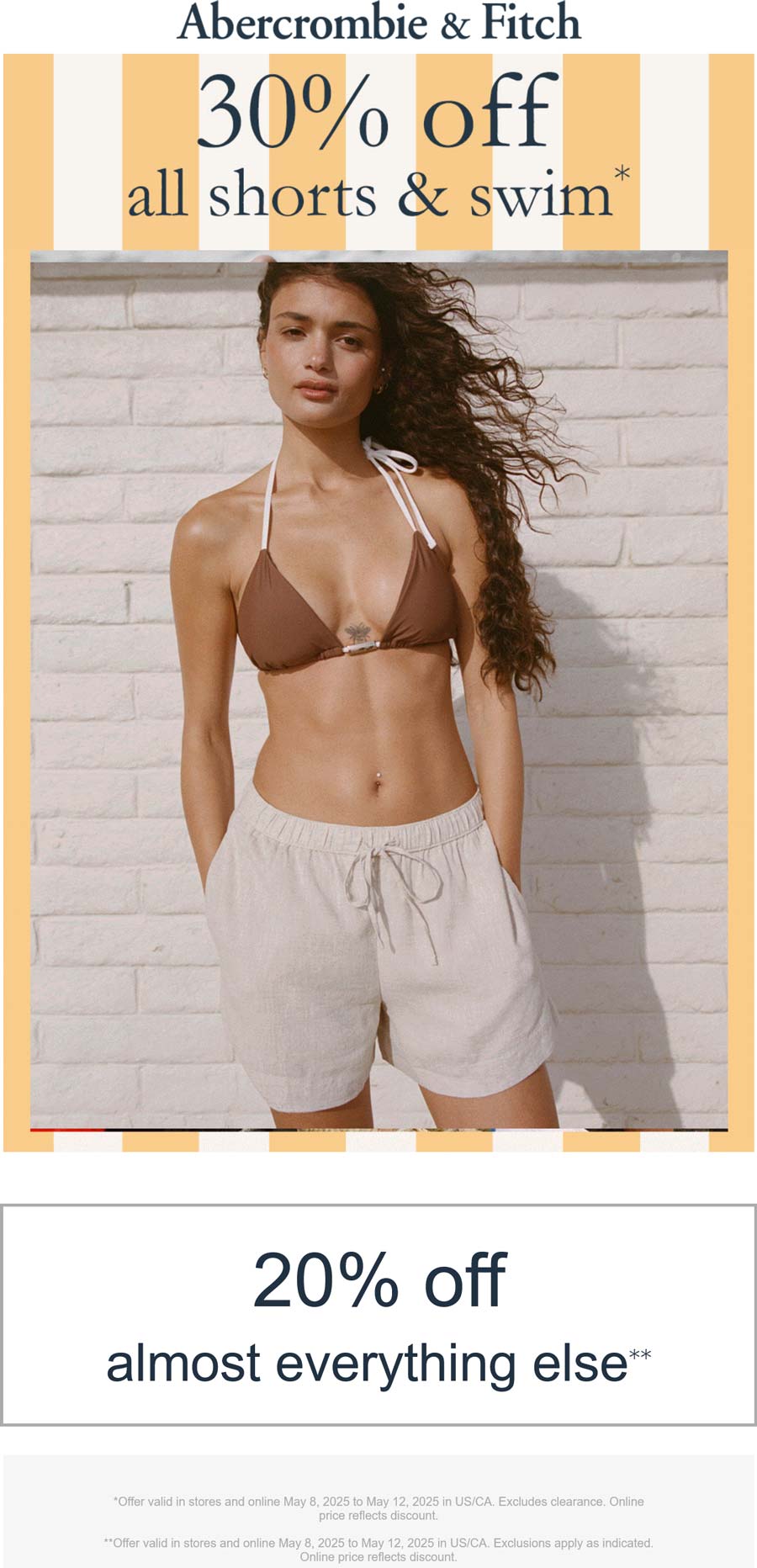Abercrombie & Fitch stores Coupon  30% off all shorts & swim today at Abercrombie & Fitch #abercrombiefitch 
