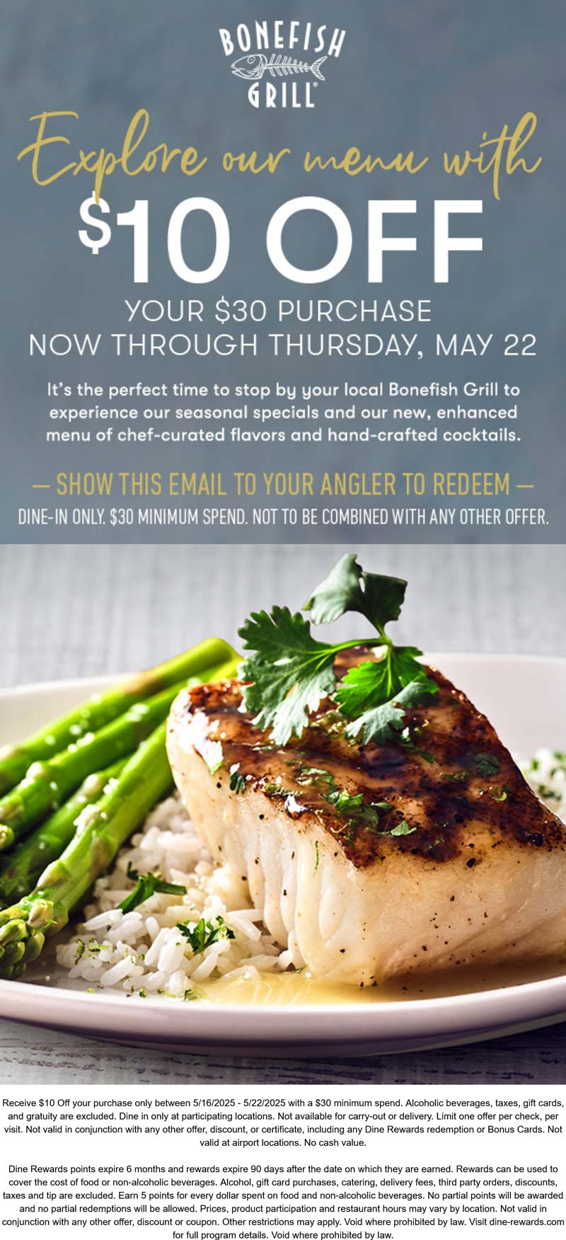 Bonefish Grill restaurants Coupon  $10 off $30 at Bonefish Grill restaurants #bonefishgrill 