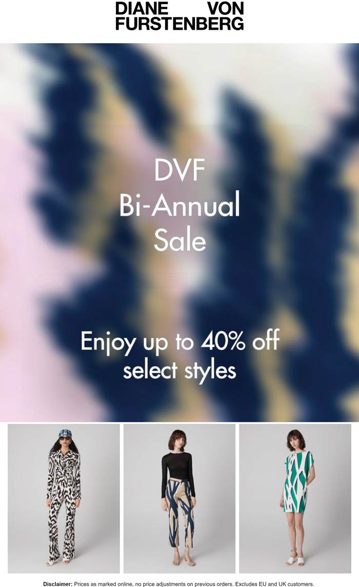 Diane Von Furstenberg stores Coupon  40% off at Diane Von Furstenberg #dianevonfurstenberg 
