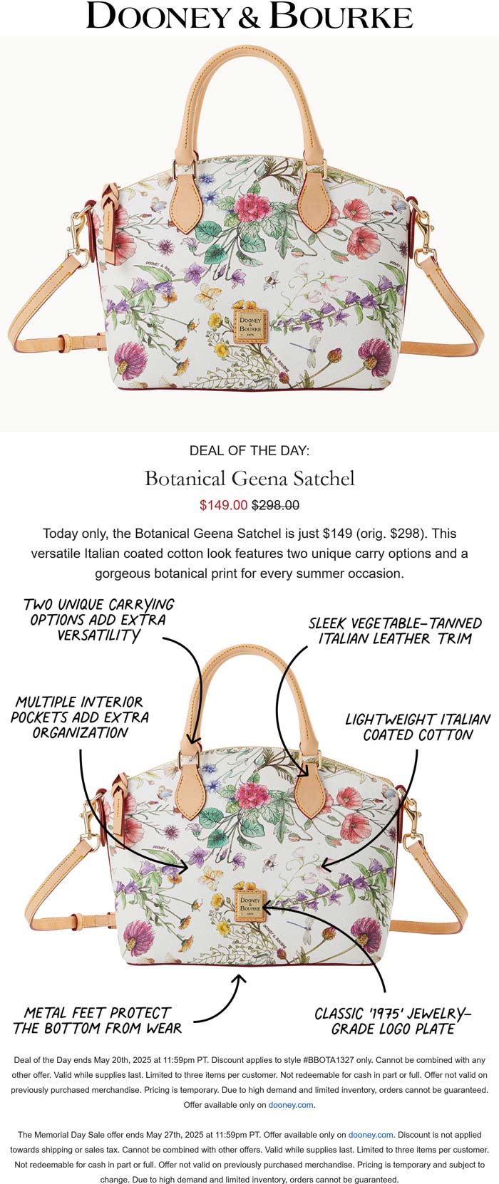 Dooney & Bourke stores Coupon  50% off botanical satchel today at Dooney & Bourke #dooneybourke 