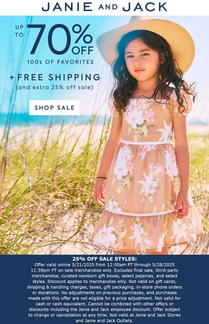 Janie and Jack stores Coupon  Extra 25% off sale items & more today at Janie and Jack #janieandjack 