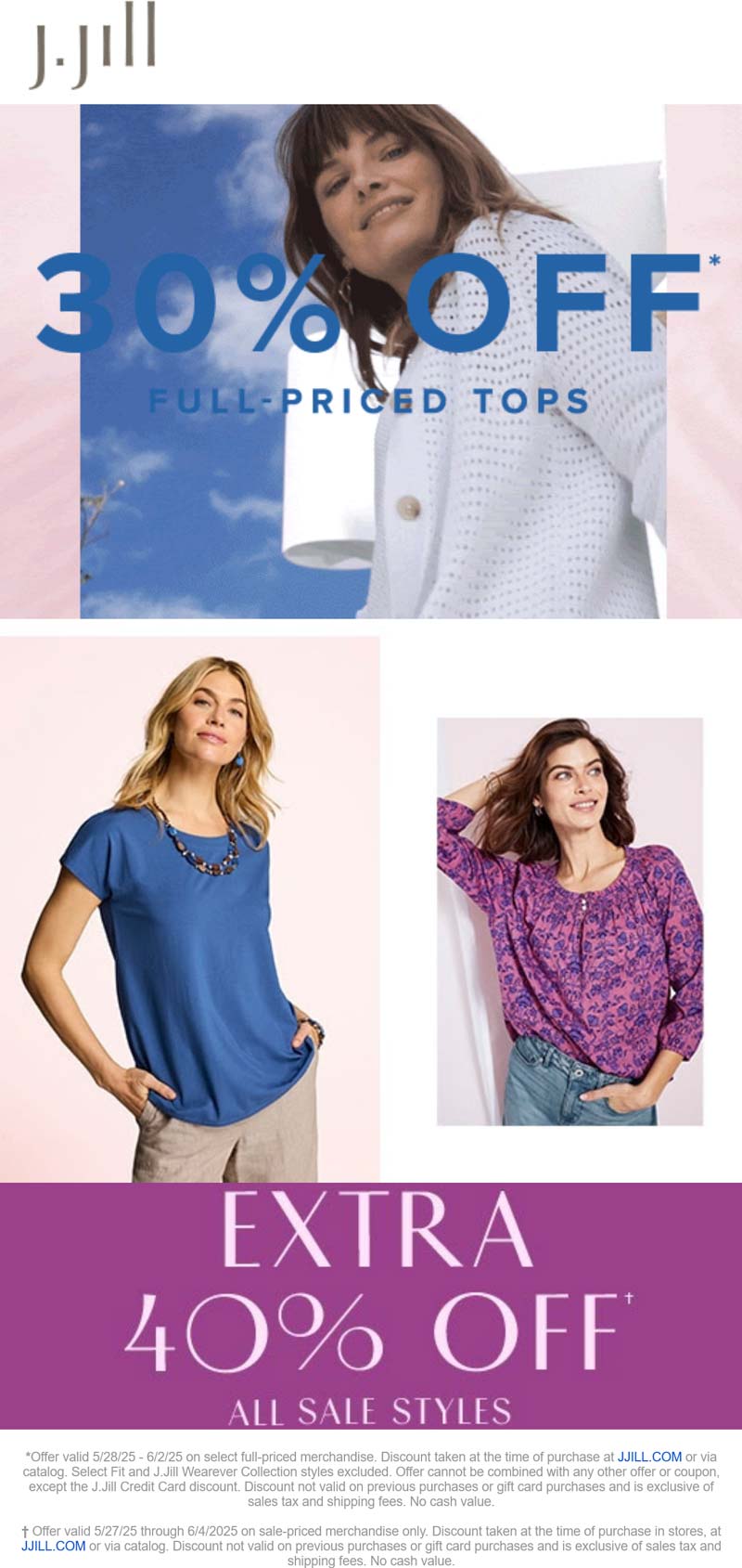 J.Jill stores Coupon  Extra 40% off sale styles & more at J.Jill #jjill 