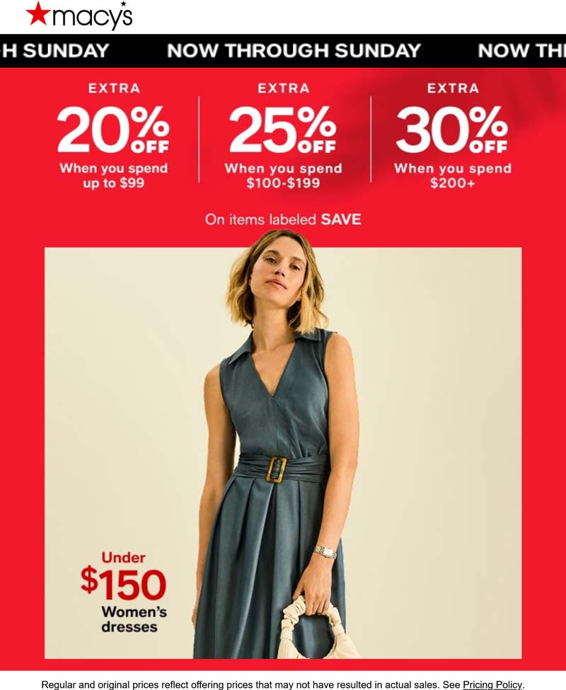 Macys stores Coupon  20-30% off $99+ at Macys, or online via promo code SAVE #macys 