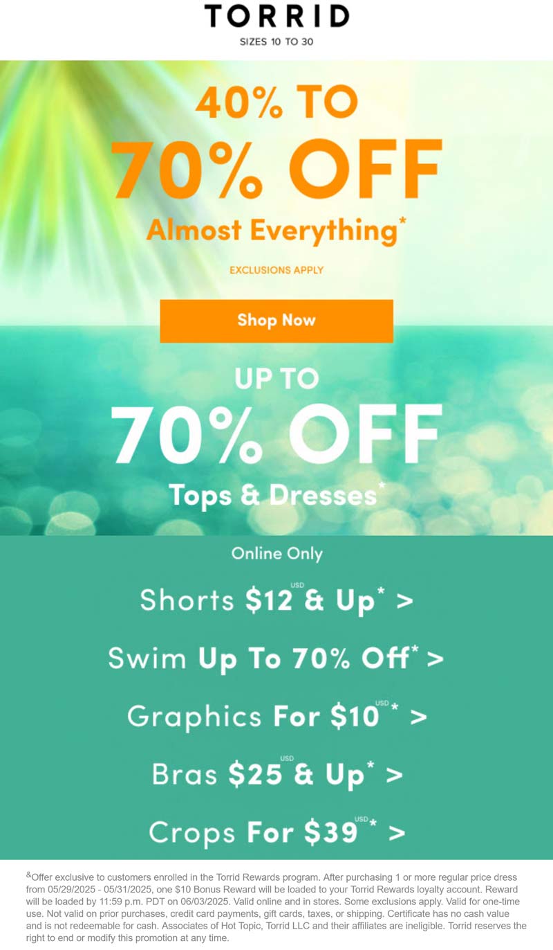 Torrid stores Coupon  40-70% off at Torrid #torrid 