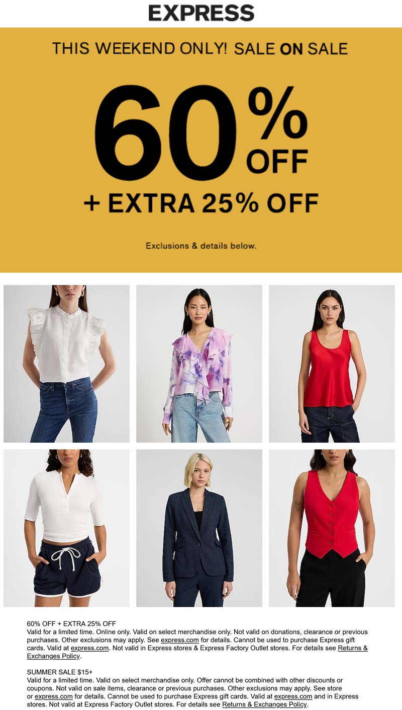 Express stores Coupon  85% off sale items at Express #express 