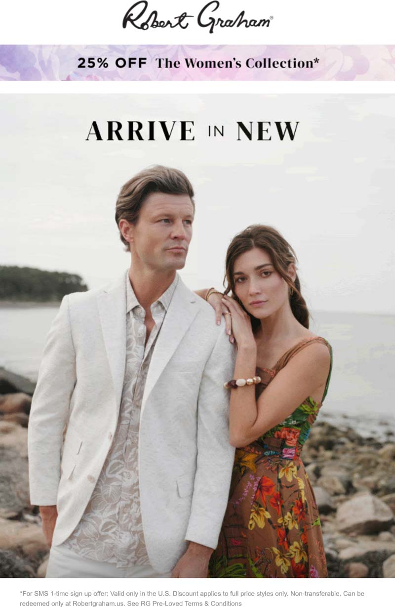 Robert Graham stores Coupon  25% off womens at Robert Graham #robertgraham 