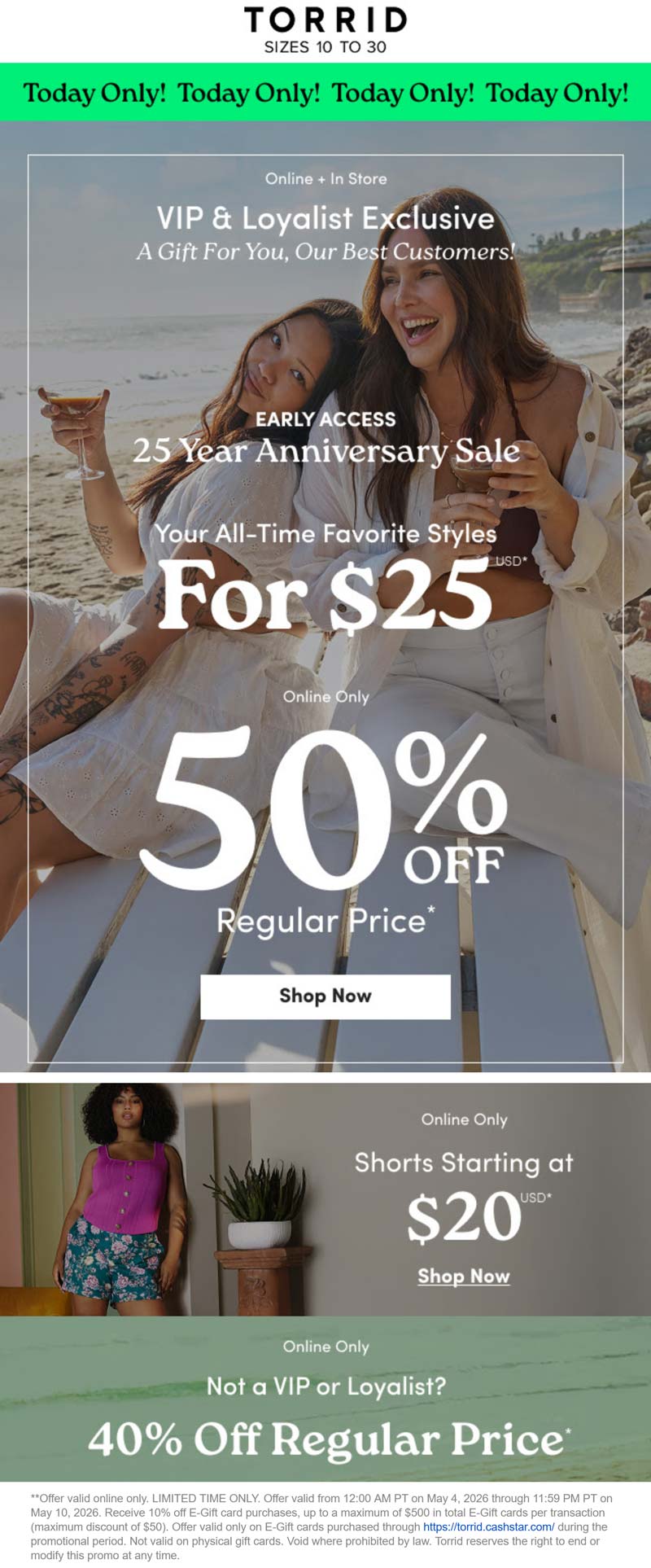 Torrid stores Coupon  40-50% off today at Torrid, ditto online #torrid 