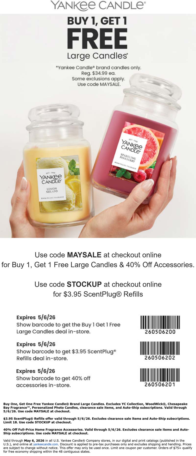 Yankee Candle stores Coupon  Second candle free & more today at Yankee Candle, or online via promo code MYSALE #yankeecandle 