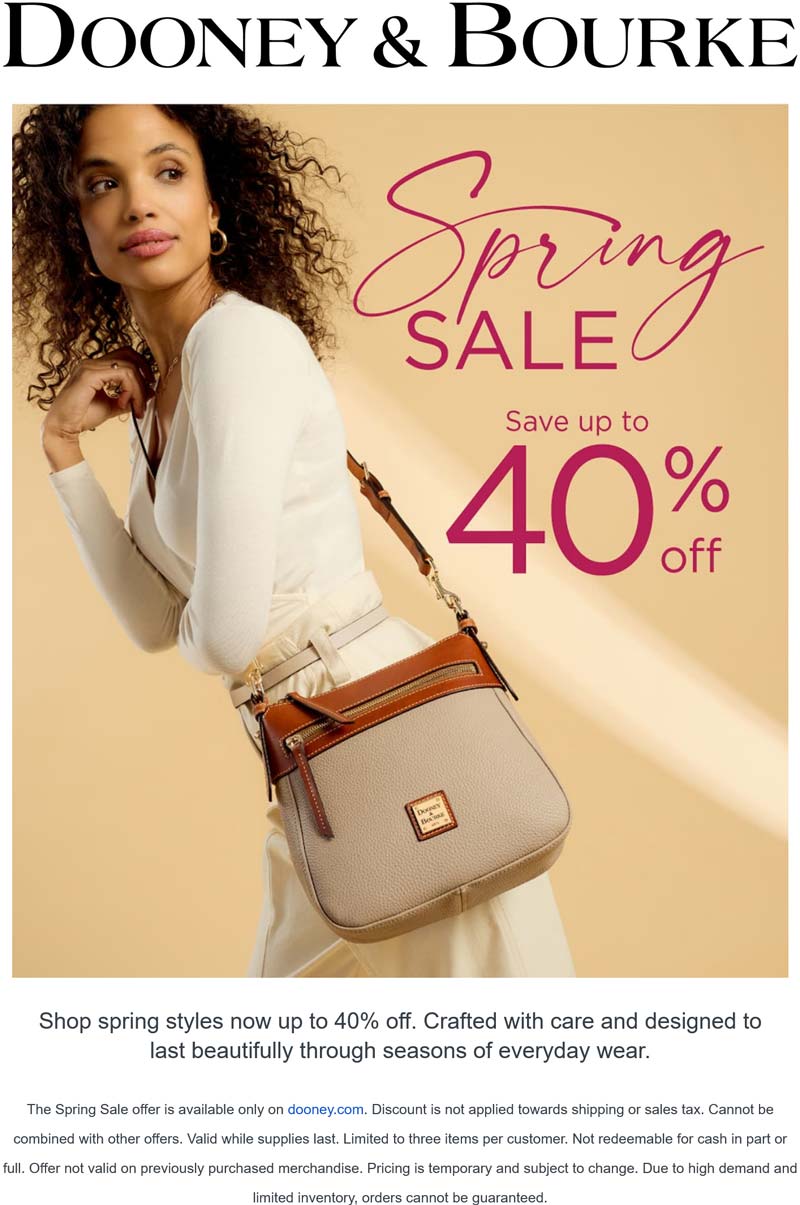 Dooney & Bourke stores Coupon  40% off spring styles at Dooney & Bourke #dooneybourke 