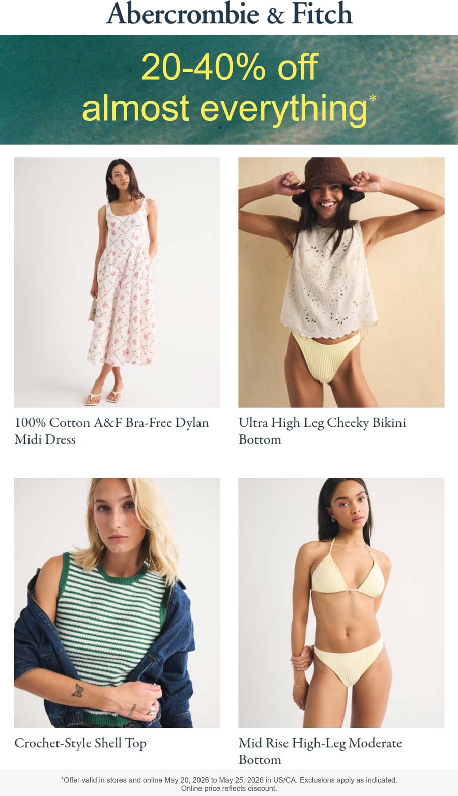 Abercrombie & Fitch stores Coupon  20-40% off at Abercrombie & Fitch, ditto online #abercrombiefitch 