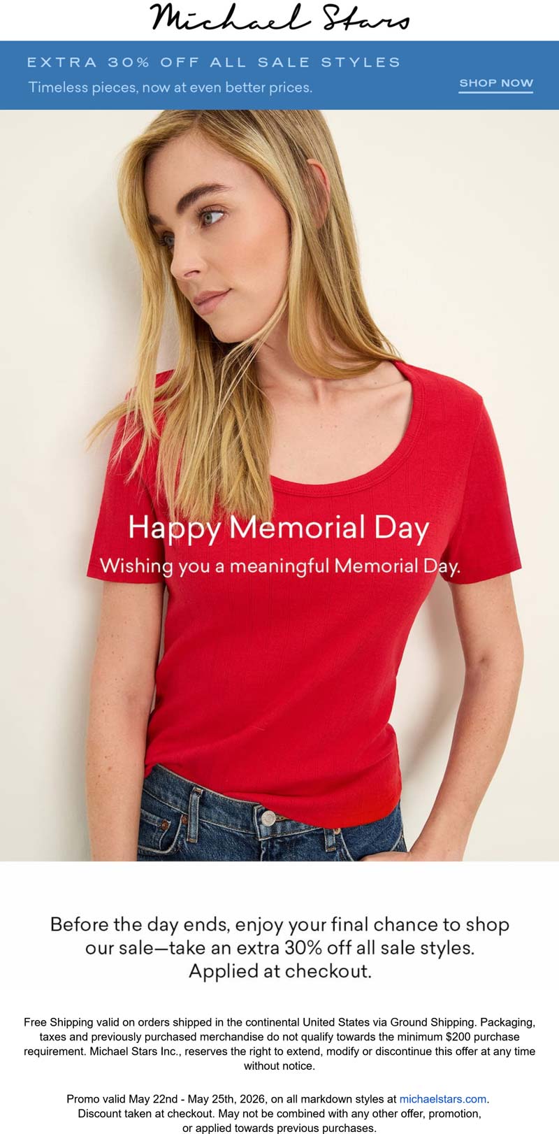 Michael Stars stores Coupon  Extra 30% off sale styles today at Michael Stars #michaelstars 