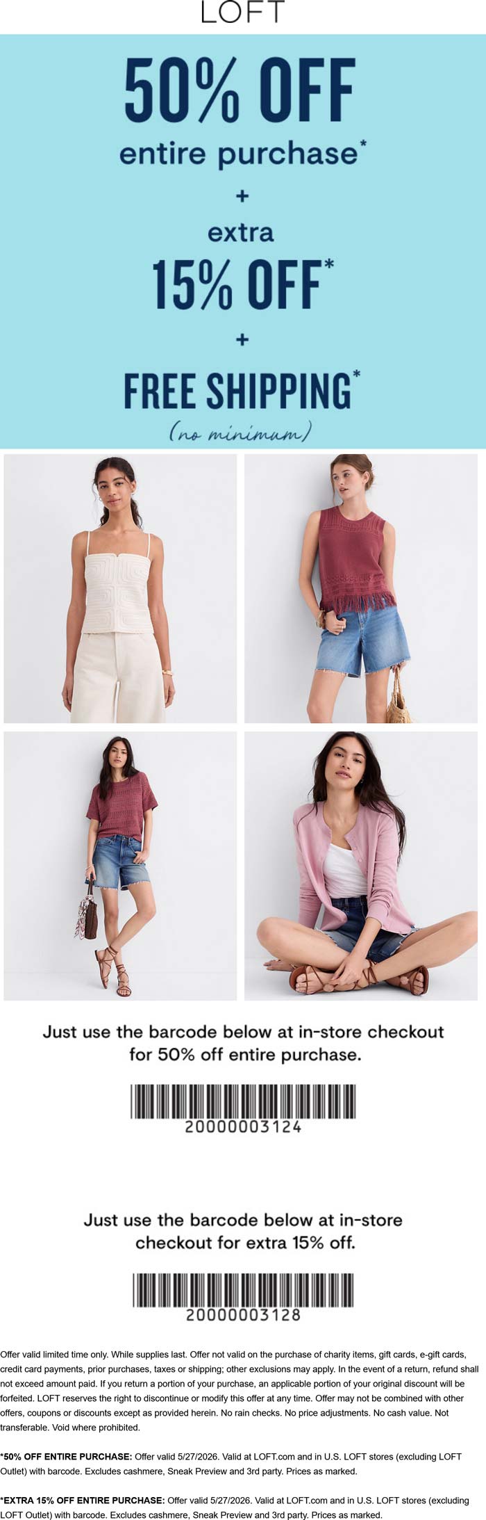 LOFT 65% off everything today at LOFT, ditto online #loft LOFT stores Coupon 65% off everything today at LOFT, ditto online #loft